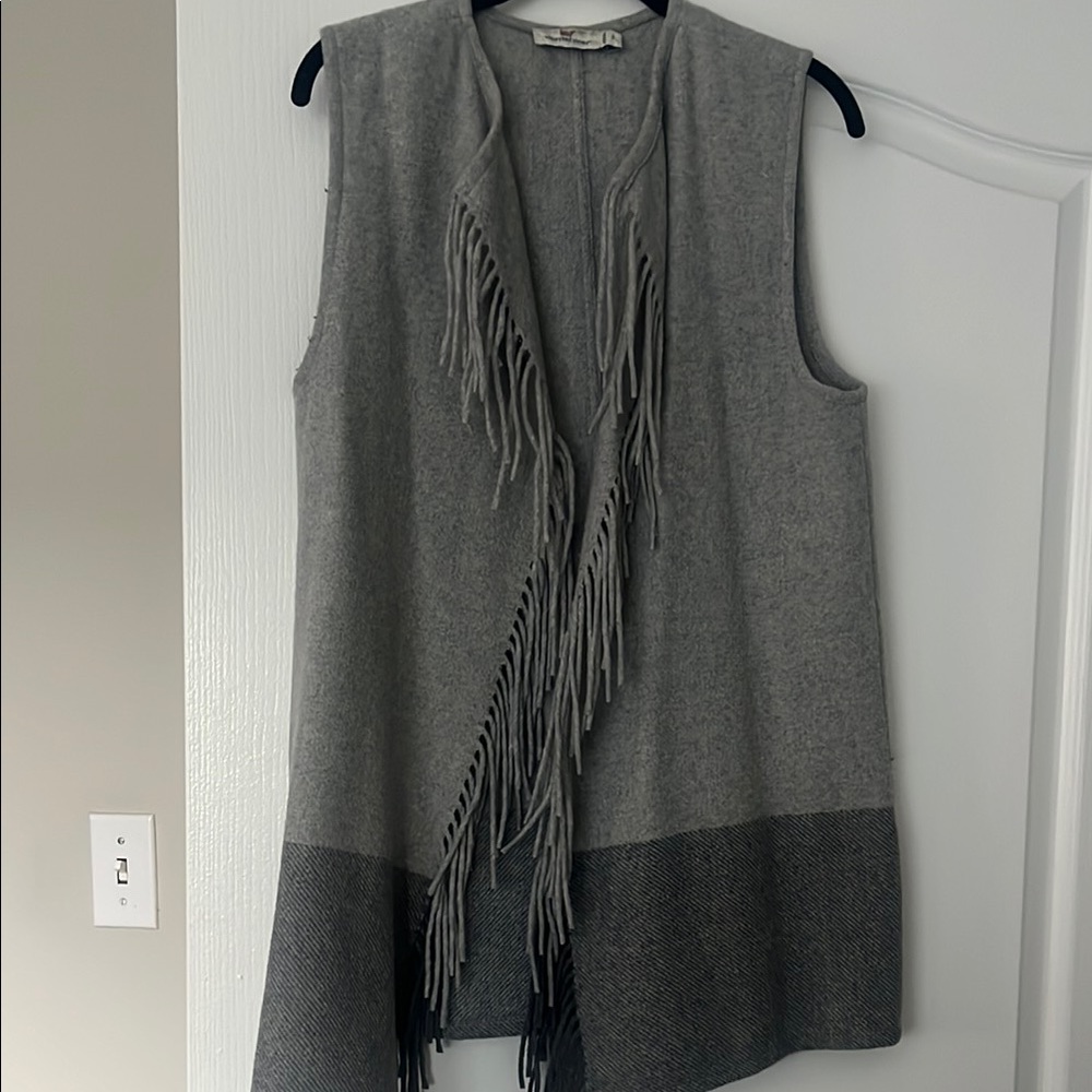 Gray Fringe Sleeveless Vest